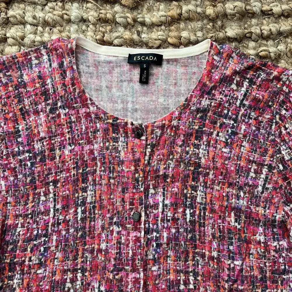 Escada 100% Virgin Wool Twin Set Cardigan Sweater S Made in Italy Multicolor